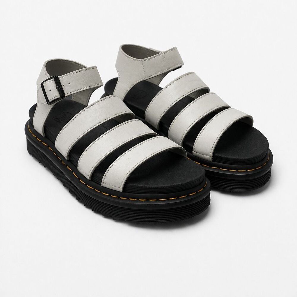 Dr Martens Blaire Platform Sandals Leather White Women 9 Chunky Modern